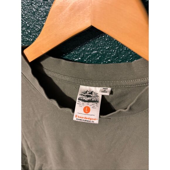 Bearded Goat Mens Olive Green Short Sleeve Shirt Sz Large - Picture 3 of 3